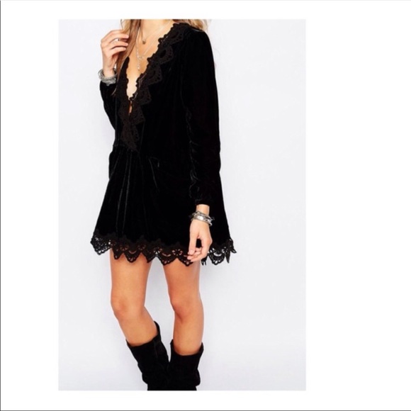 Free People Velvet Dreams Tunic Black Dress Size Small - Picture 5 of 14